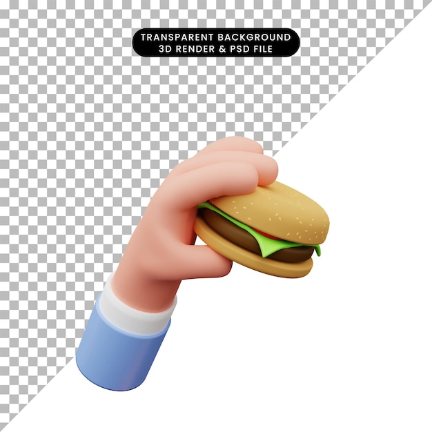 3d Illustration De Main Tenant Un Hamburger