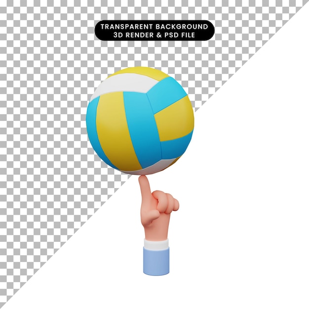 3d Illustration De Main Avec Volley-ball