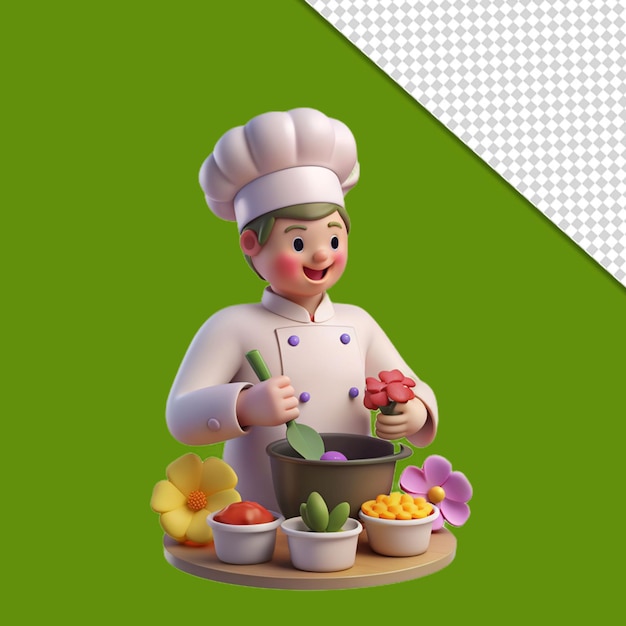 3D-Illustration Mann in Chefuniform