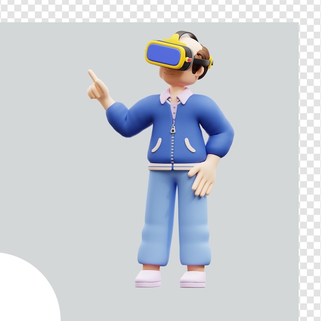 3D-Illustration Mann mit virtueller Realität