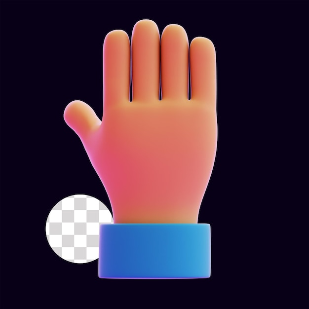 3D-Illustration mit erhobener Rückenhand