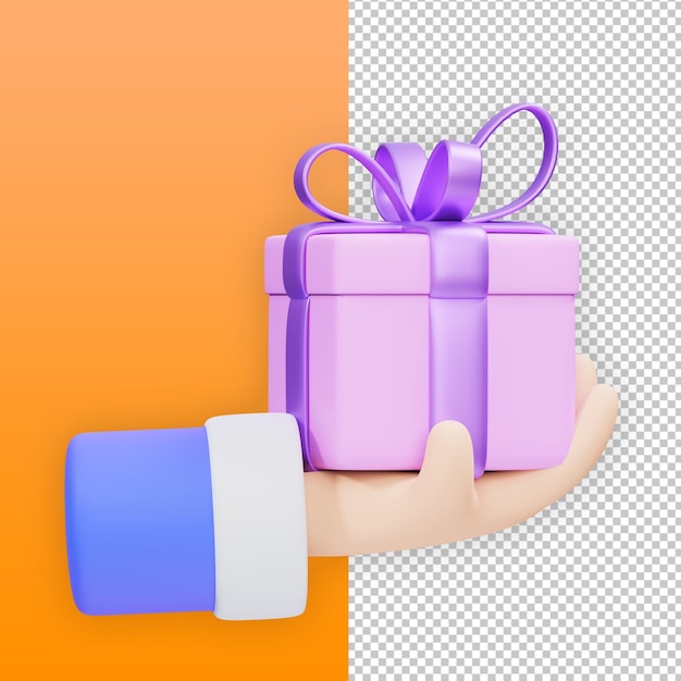 3D-Illustration mit Handgeste als Geschenk