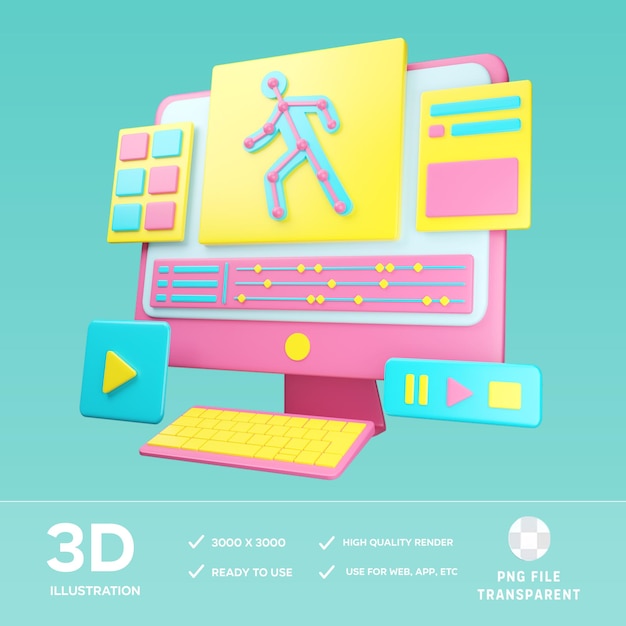 3D-Illustration mit PSD-Bewegungsgrafik