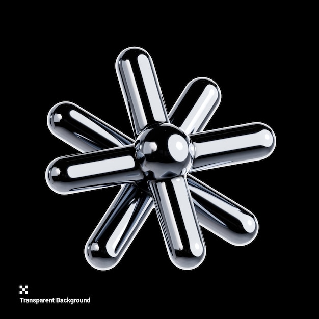 3D-Illustration mit silbernen, glänzenden metallischen Ikonen