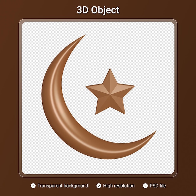 3d-illustration mond und sterne islamische ornamente