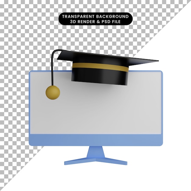 3d Illustration De Moniteur Avec Toge Hat