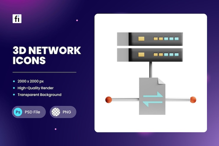PSD 3d illustration network traffic