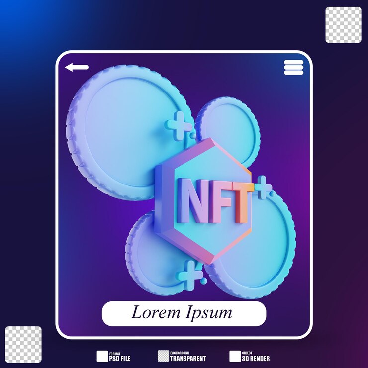 PSD 3d illustration nft coin 2