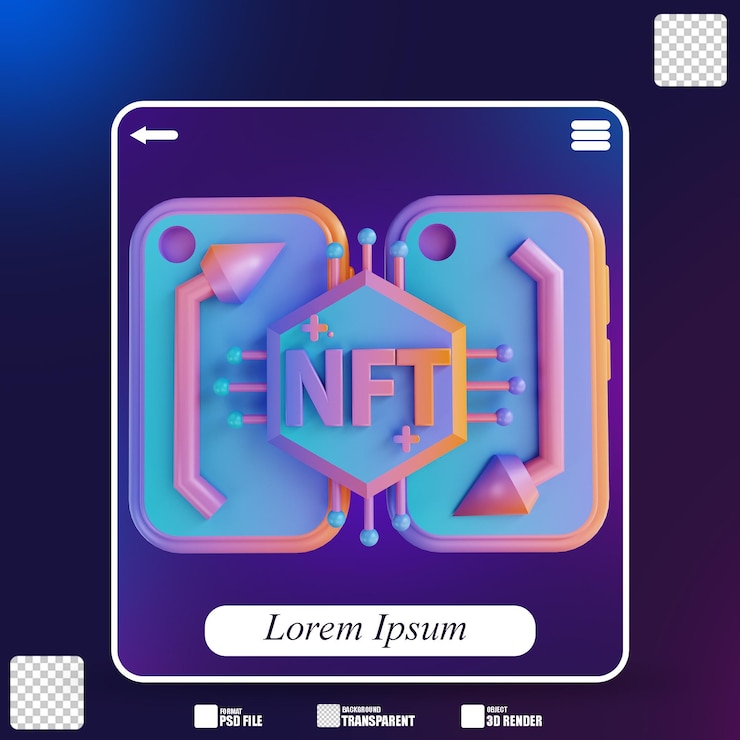 PSD 3d illustration nft exchange