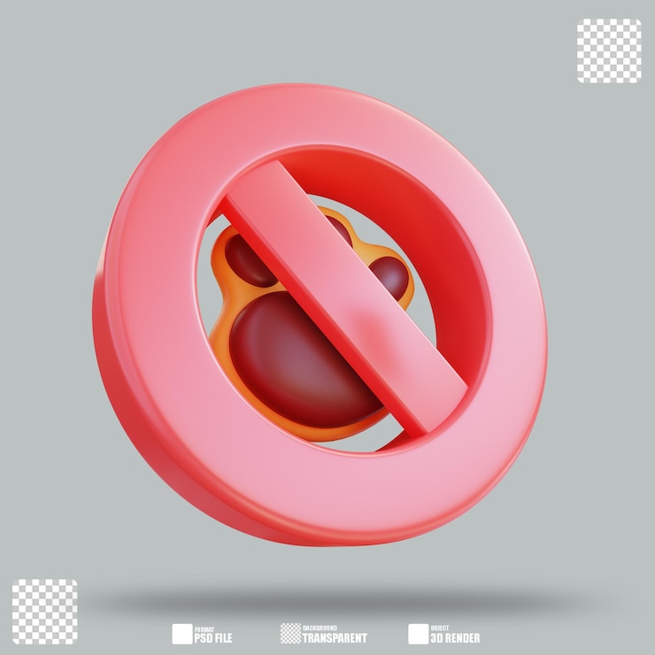 PSD 3d illustration no pets 2