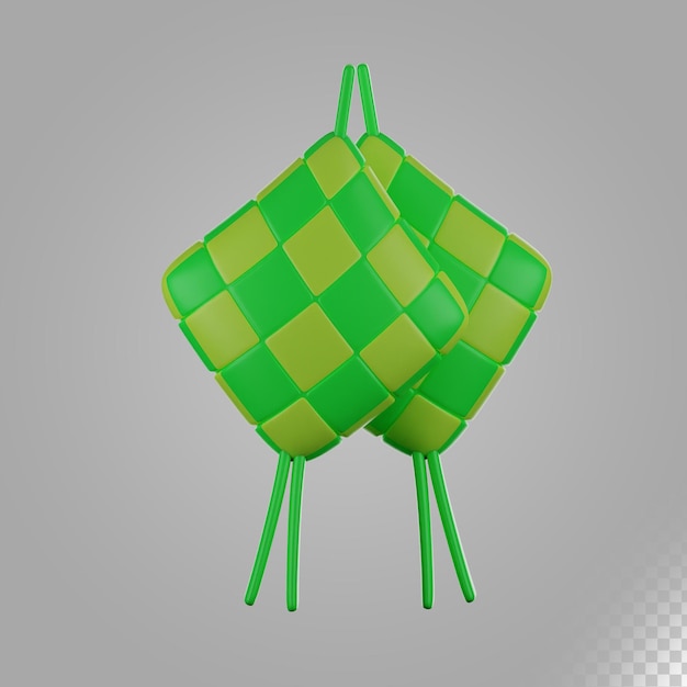 3d Illustration Nourriture Ketupat