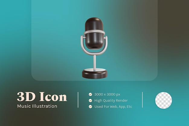 3d-illustration objektsymbol mikrofon