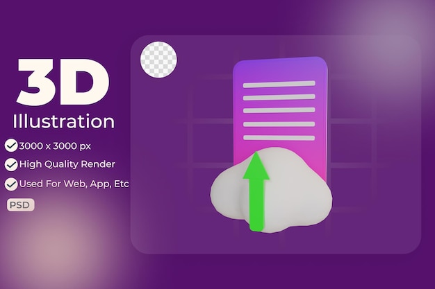 3D-Illustration Objektsymbol-Upload-Datei Kann für Web-App-Infografik usw. verwendet werden