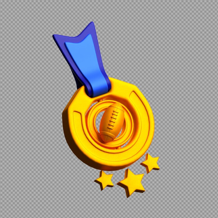 3D illustration of a medal in clear background given to winners