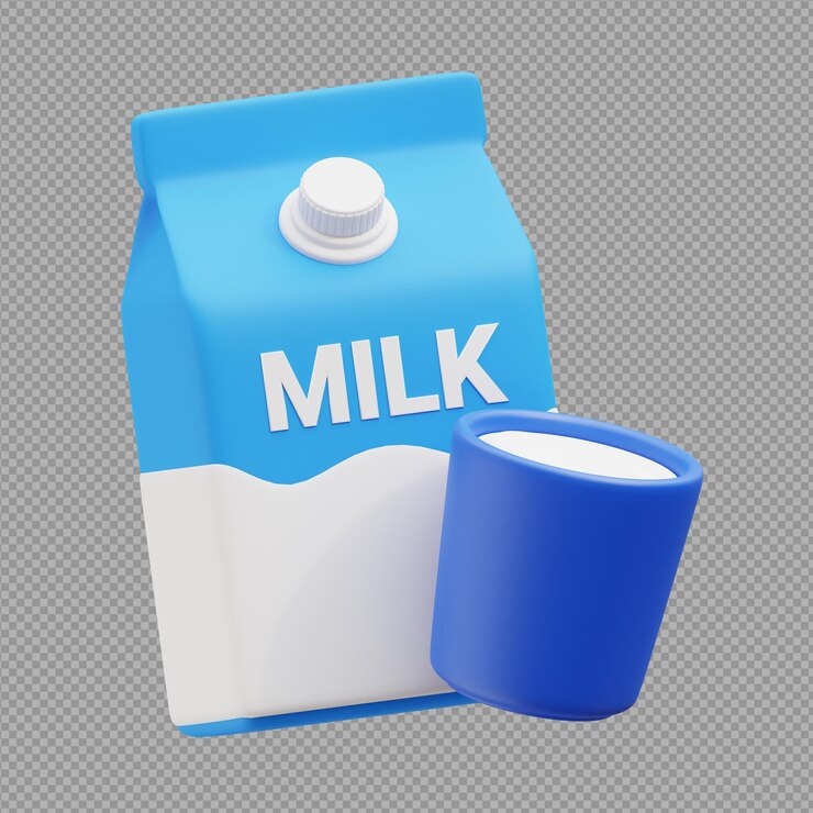 3D illustration of a milk with milk powder in clear background