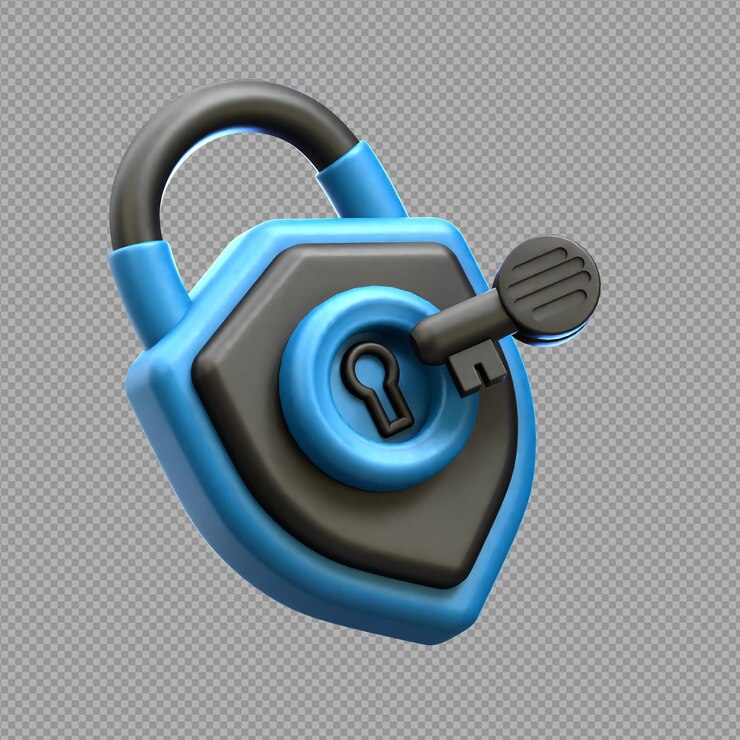 3D illustration of a padlock with clear background