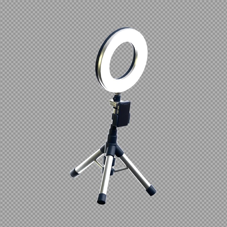 3D illustration of a ring light or studio light used for photography purpose with clear background