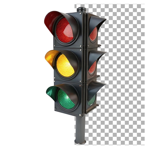 3d Illustration of a traffic light on transparent background