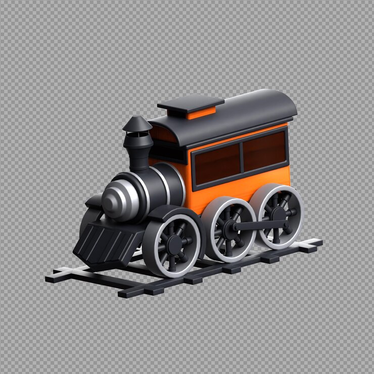 3D illustration of an ancient train steam train used ancient times