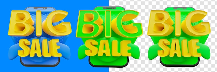 PSD 3d illustration of big sale text