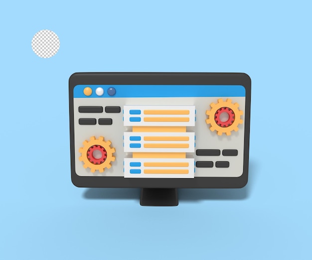 3d illustration of data domain server settings