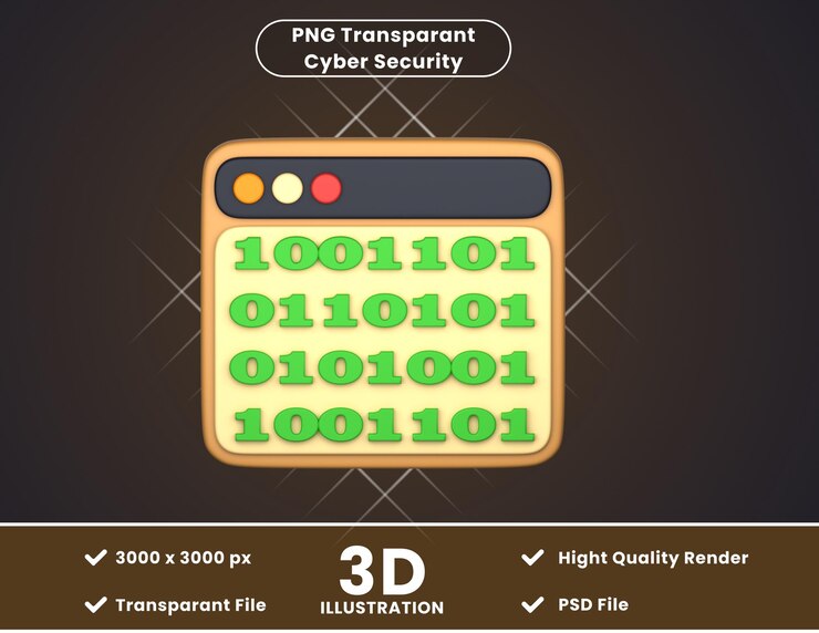 PSD 3d illustration of data encryption