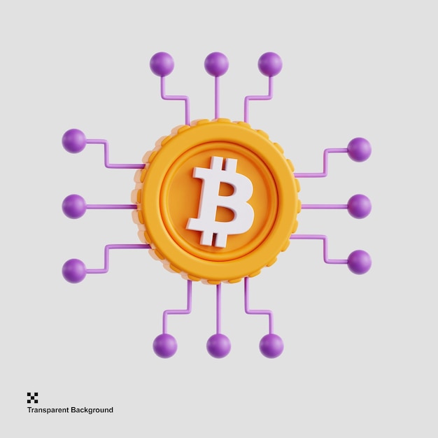 3D illustration of digital bitcoin