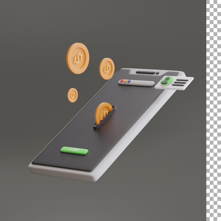 3d Illustration Of Dollar Coin Came Out From Smartphone