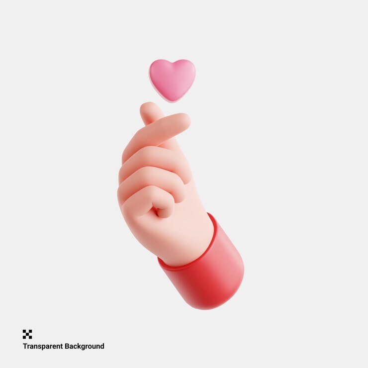 PSD 3d illustration of expressive finger heart gesture