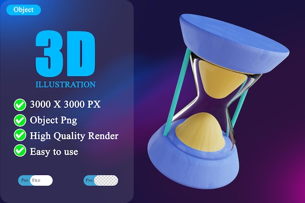 3D illustration of hourglass