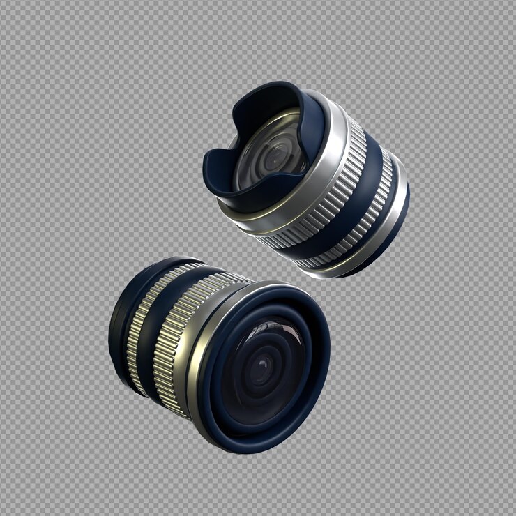 3D illustration of lens used in camera equipment to shoot photos and videos in good picture quality