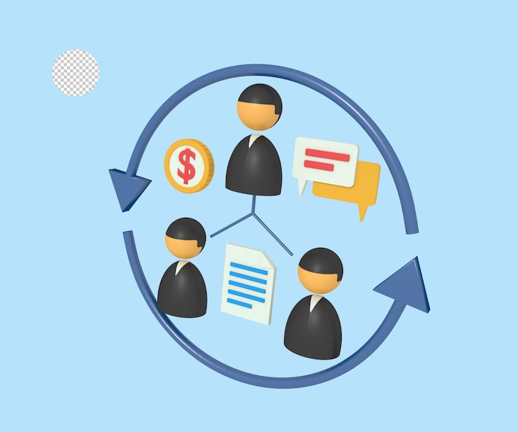 PSD 3d illustration of marketing team turnover
