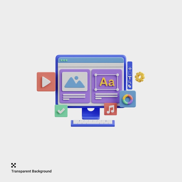 3d illustration of modern computer screen interface