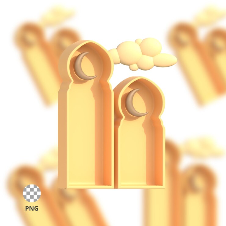 PSD 3d illustration of moon and ramadan decoration