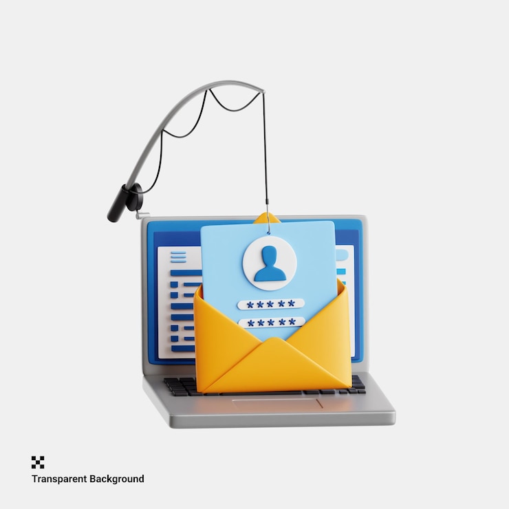 PSD 3d illustration of phishing threat