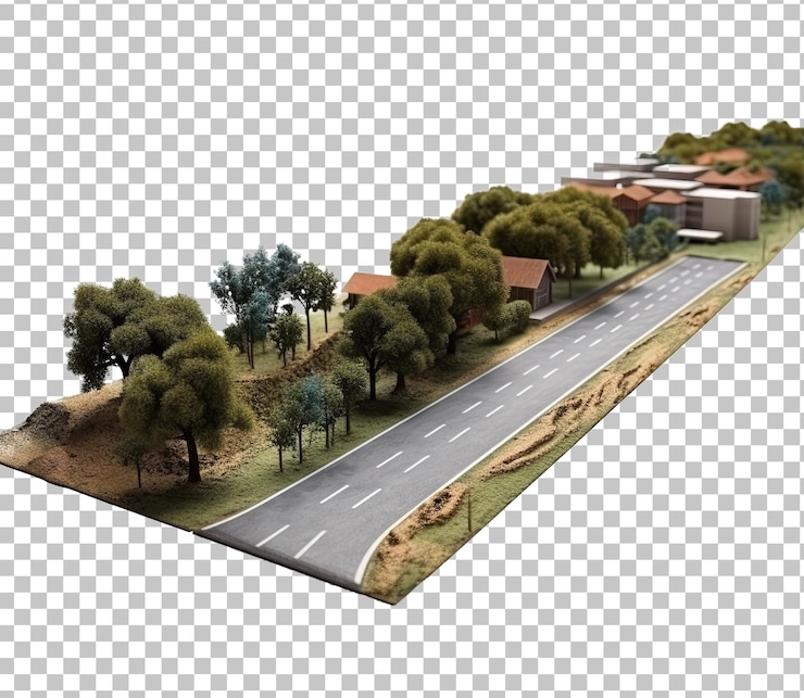 PSD 3d illustration of piece of green highway road isolated creative travel and tourism road 3d design