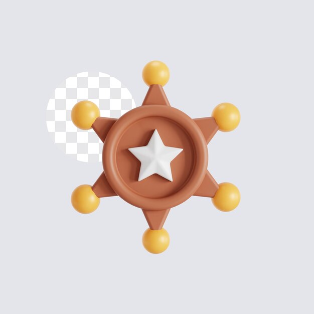 3D illustration of Police badge icon