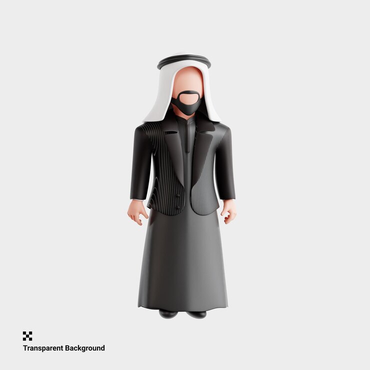 PSD 3d illustration of proud palestine man embracing culture