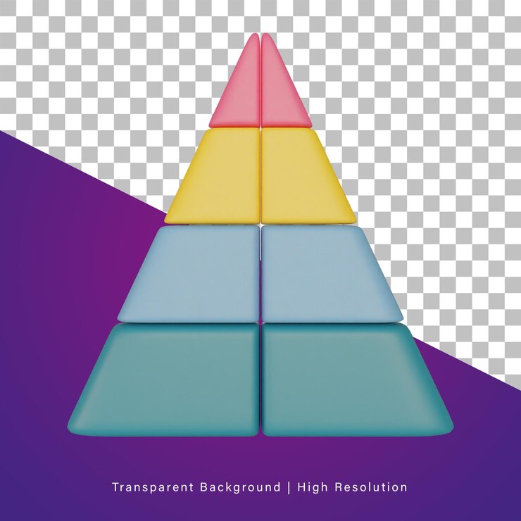 PSD 3d illustration of pyramid chart