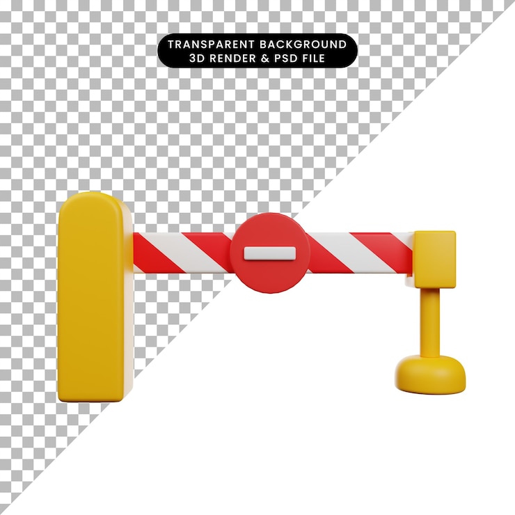 PSD 3d illustration of road block 3d render icon closed portals