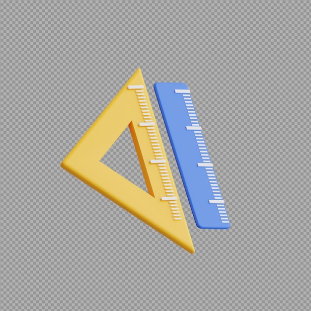 PSD 3d illustration of ruler stationery in transparent background