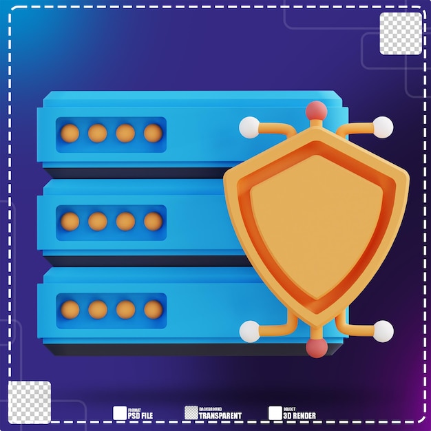 3d illustration of server data security 2