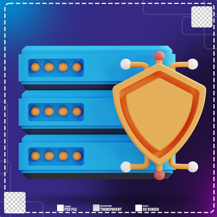 PSD 3d illustration of server data security 2