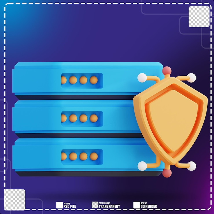 PSD 3d illustration of server data security 2