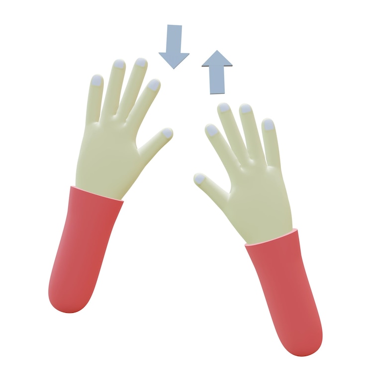 PSD 3d illustration of shuffle fingers gesture with transparent background