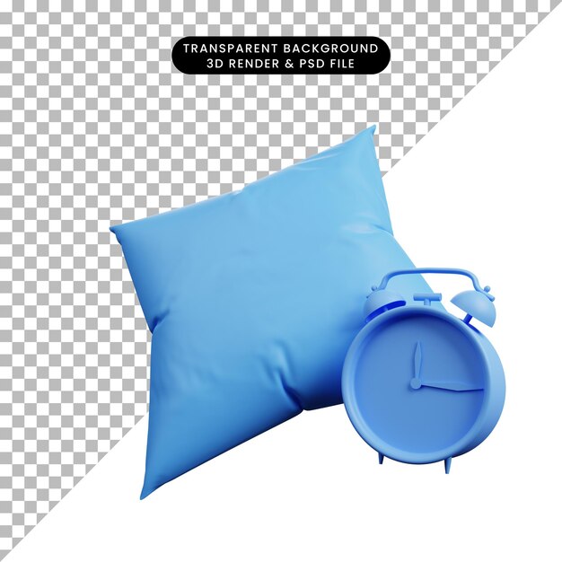 3d illustration of simple icon concept time pillow,alarm
