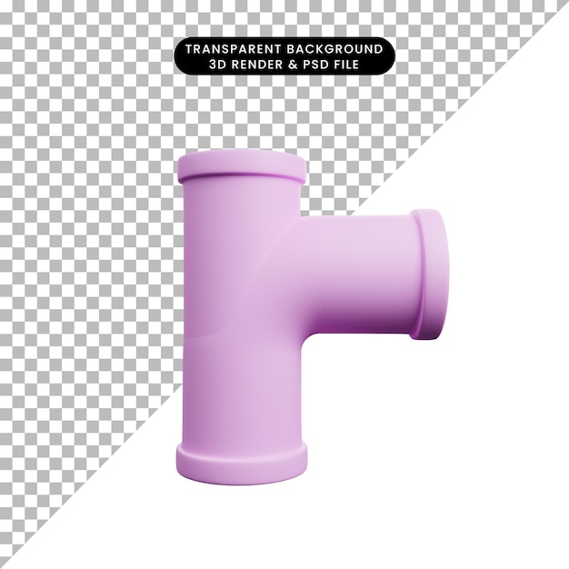 3d illustration of simple object pipe connection