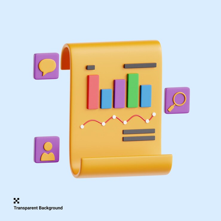 PSD 3d illustration of strategic business analysis and decisionmaking