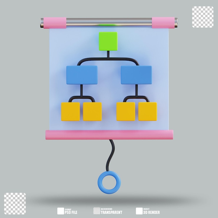 PSD 3d illustration organization chart 2