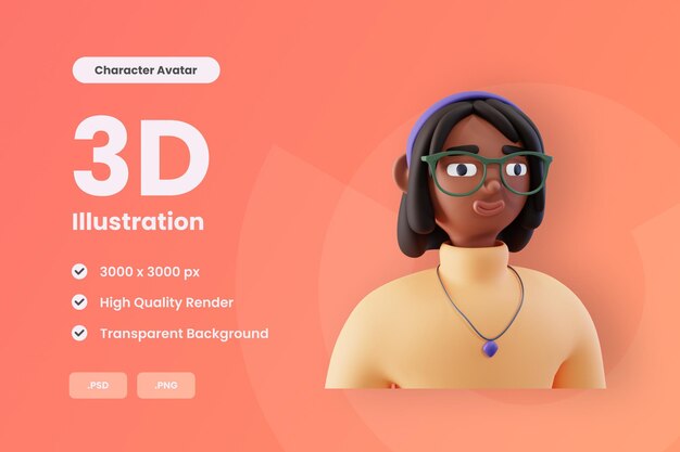 PSD 3d illustration personnage avatar femme 01